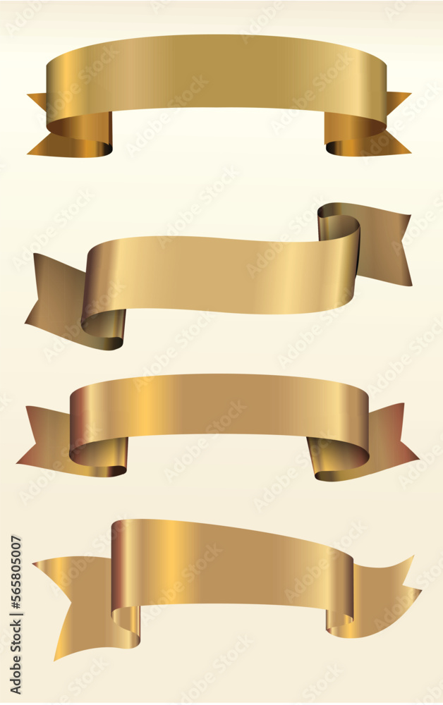 Ribbon Banner Vector, Gold Ribbon Banner Ribbon Banner Vector, Gold Ribbon Banner