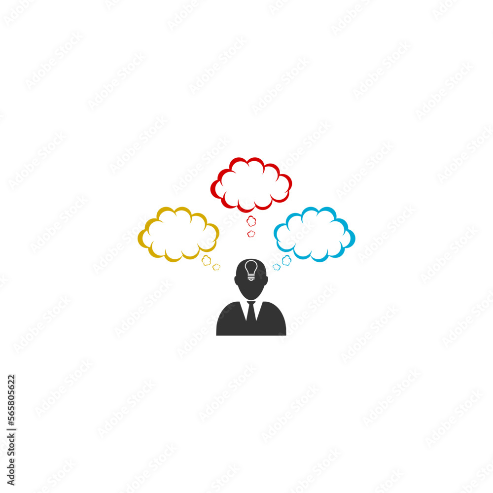 Head Light Bulb With Thought cloud Idea icon isolated on white background Head Light Bulb With Thought cloud Idea icon isolated on white background