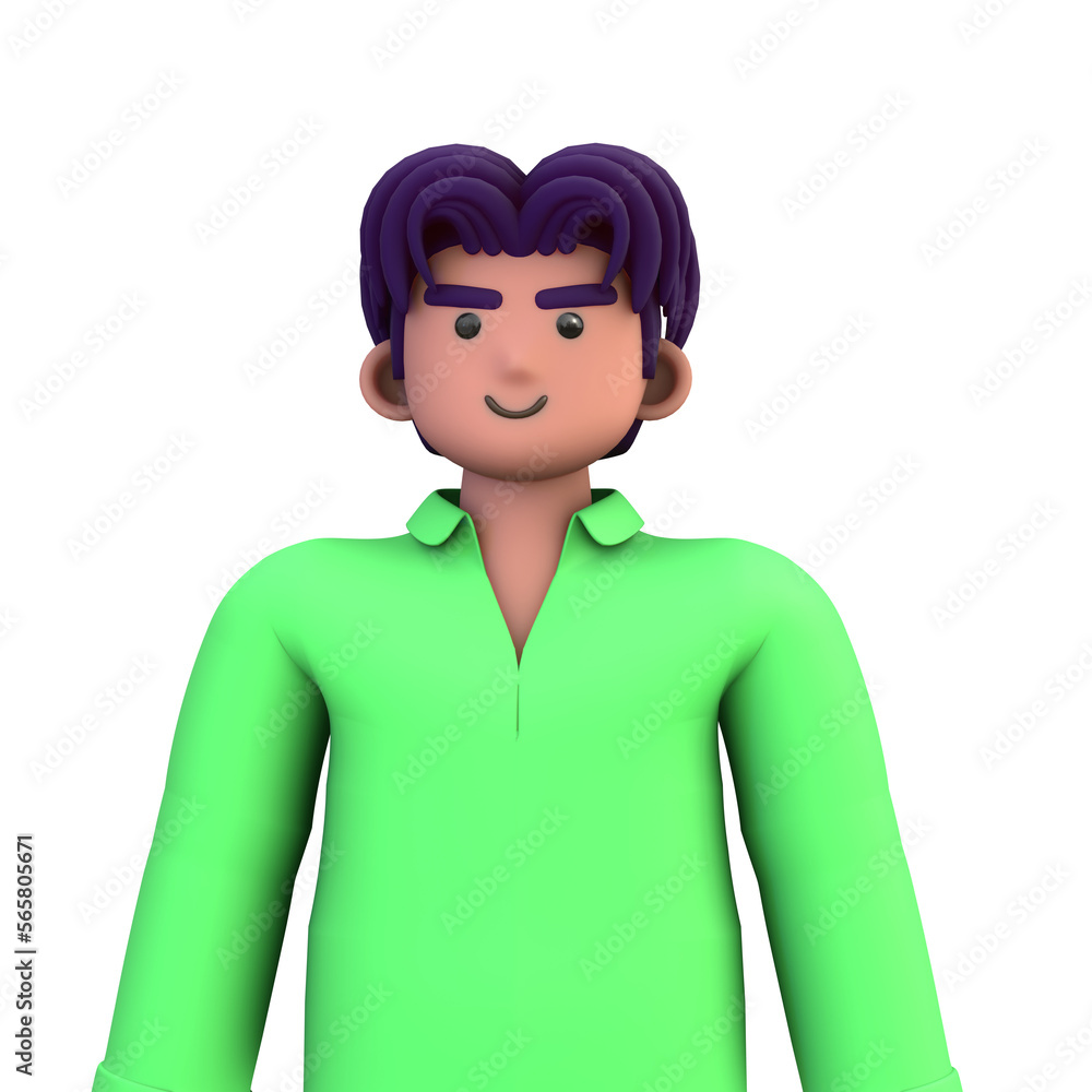 3D ILLUSTRATION RENDERING. PORTRAIT SMILLING MAN CUTE CARTOON CHARACTER YOUNG MALE MODEL STANDING ON ISOLATED WHITE BACKGROUND. MINIMAL SOCIAL MEDIA AVATAR PEOPLE PROFILE PICTURE DESIGN. 3D ILLUSTRATION RENDERING. PORTRAIT SMILLING MAN CUTE CARTOON CHARACTER YOUNG MALE MODEL STANDING ON ISOLATED WHITE BACKGROUND. MINIMAL SOCIAL MEDIA AVATAR PEOPLE PROFILE PICTURE DESIGN.