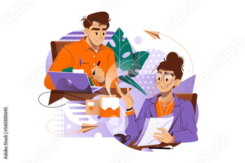 Two colleagues deep in conversation