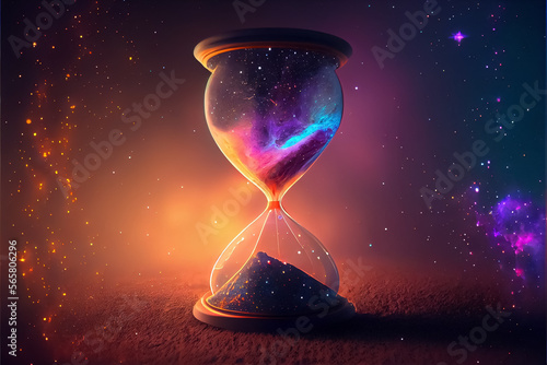 illustration of hourglass galaxy and cosmos space in bright majestic stars