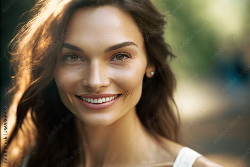 Beautiful happy commercial woman outside (AI Generated) Beautiful happy commercial woman outside (AI Generated)