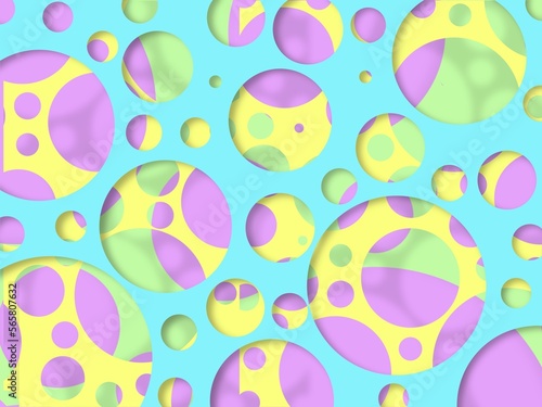 Different shape circles with different colors, overlapping each other in white background
