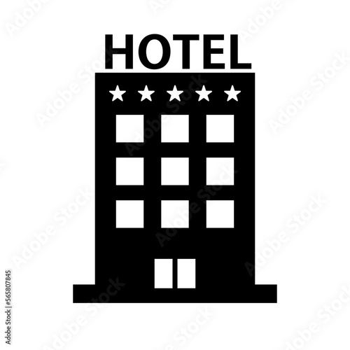 5-star hotel silhouette icon. Highly rated hotel. Vector.
