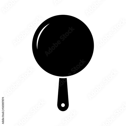 Frying pan silhouette icon. Cooking utensil. Vector.