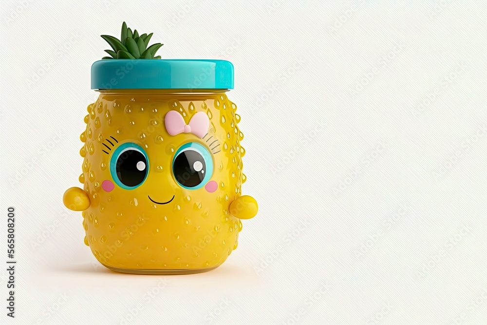 Cute pineapple jam icon isolated on white. Cute pineapple jam illustration for mascot. Pinapple