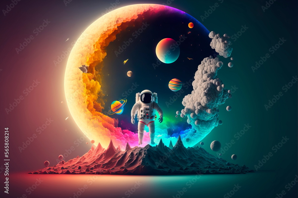 Breathtaking View of the space,astronaut look at the universe. Generative AI Breathtaking View of the space,astronaut look at the universe. Generative AI