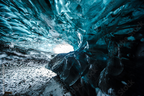 Ice cave in Iceland island
