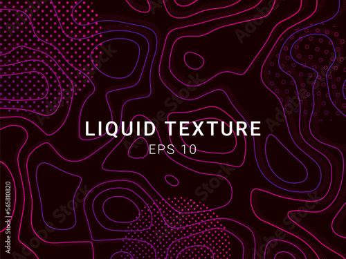 Topography gradient texture. Liquid pattern. Modern Memphis fluid dark art. Geometric marine relief blue flyer. Rocky surface. Terrain map. Topo grid background. Vector illustration cover