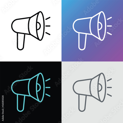 Advertising thin line icon. Megaphone, annoucement, marketing. Vector illustration.