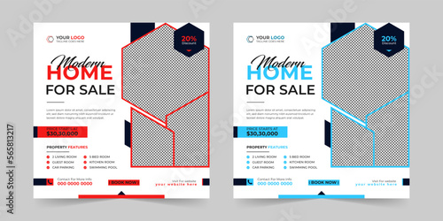 Modern Real estate house sale and home rent advertising square Social media post and corporate promotion ads discount web banner vector template design