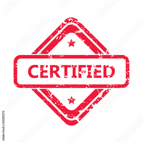 Rubber stamp cerified, red color seal isolated