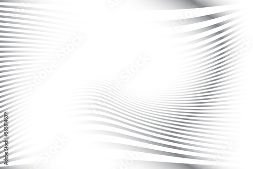 Abstract white and gray color, modern design stripes background with geometric round shape, wave pattern. Vector illustration. 