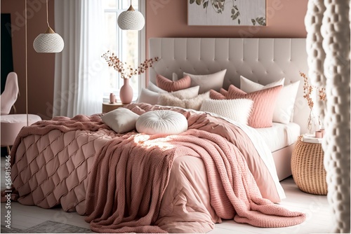 Cozy pink and white bedroom
