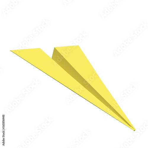 The yellow paper plane for business concept 3d rendering