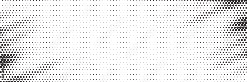 Halftone vector background. Monochrome halftone pattern. Abstract geometric dots background. Pop Art comic gradient black white texture. Design for presentation banner, poster, flyer, business card. Halftone vector background. Monochrome halftone pattern. Abstract geometric dots background. Pop Art comic gradient black white texture. Design for presentation banner, poster, flyer, business card.