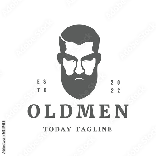 Free Download men head face bearded cool barbershop logo design stylish salon haircut illustration vector - GFXLoad