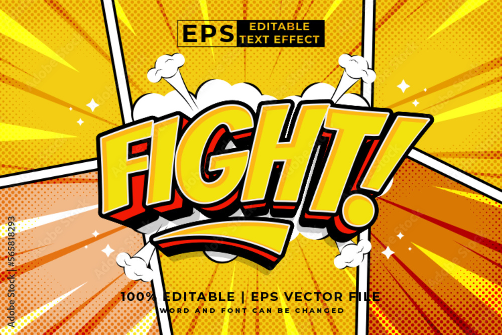 Editable text effect - fight comic 3d cartoon template style premium ...