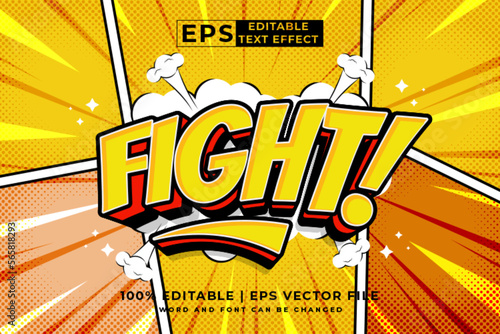 Editable text effect - fight comic 3d cartoon template style premium vector