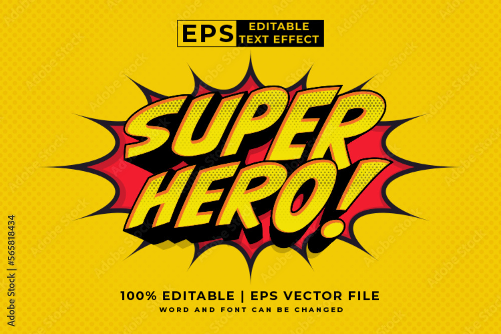 Poster Editable text effect - super hero comic 3d cartoon template ...