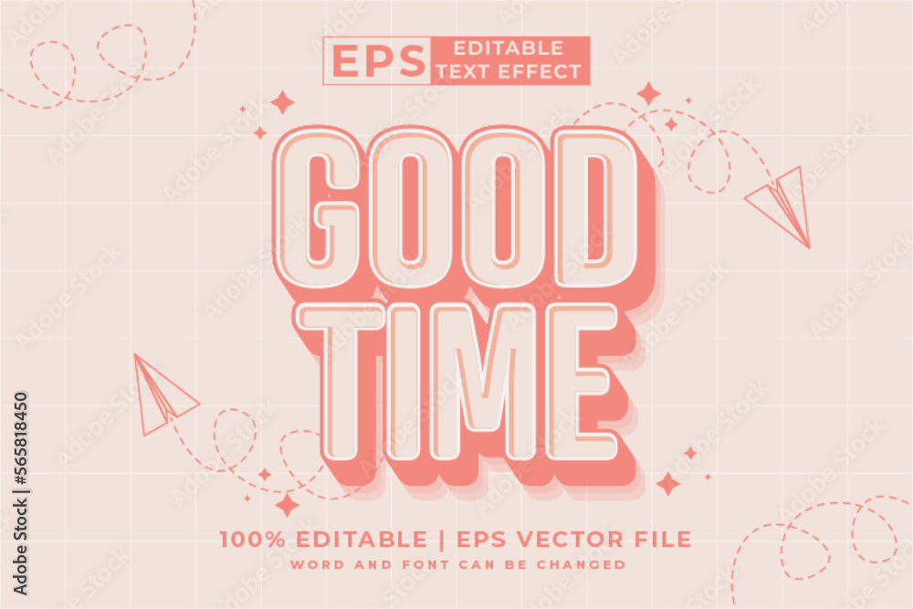 Editable text effect - good time 3d cartoon template style premium vector Editable text effect - good time 3d cartoon template style premium vector