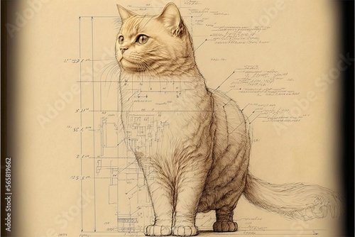 Diagramatic Drawing of a cat photo