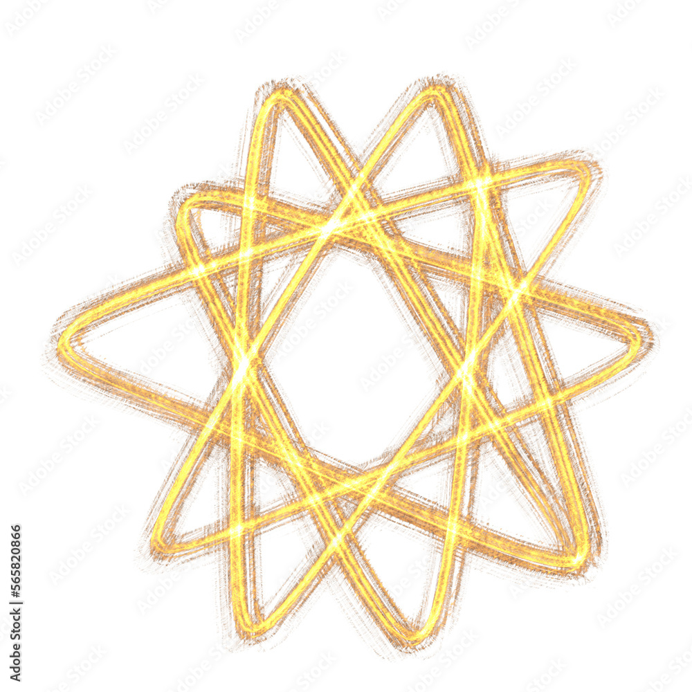 Naklejka premium Gold Effect Star Shape Hand Drawn Doodle Line
