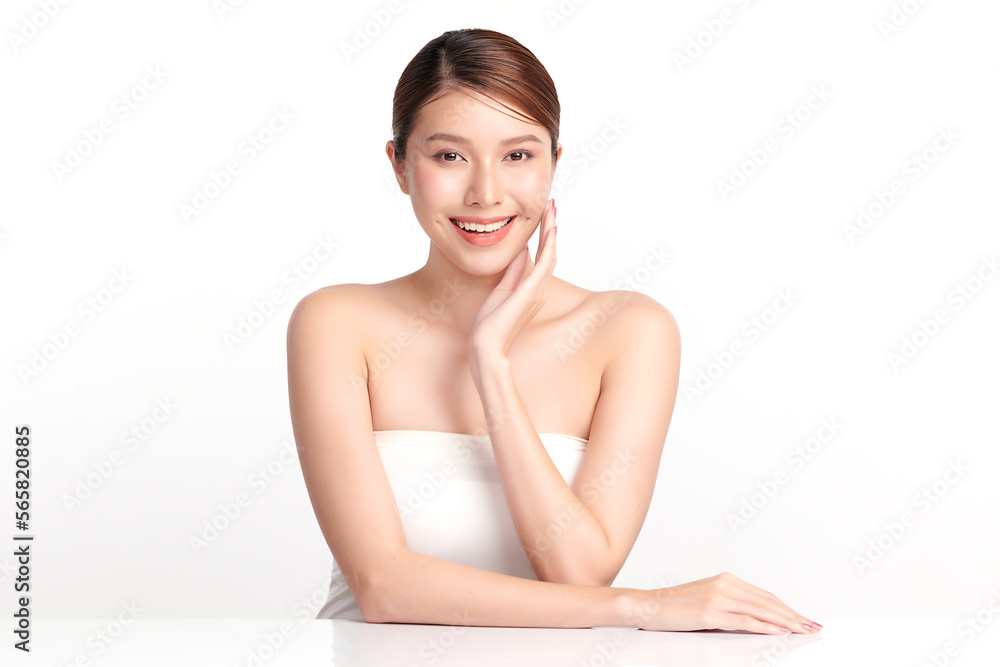 Beautiful young asian woman with clean fresh skin on white background, Face care, Facial treatment, Cosmetology, beauty and spa, Asian women portrait. Beautiful young asian woman with clean fresh skin on white background, Face care, Facial treatment, Cosmetology, beauty and spa, Asian women portrait.