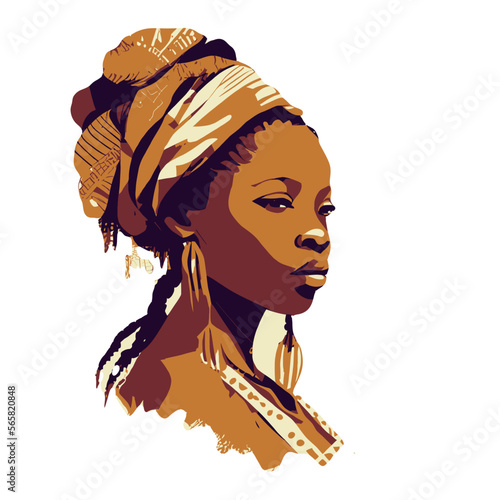 Beautiful black afro women illustration, African woman artwork vector