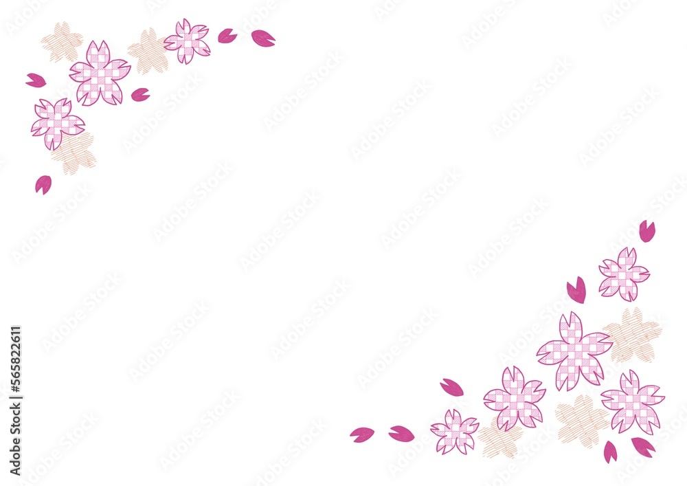 桜フレーム(市松模様)