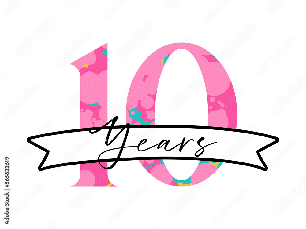Obraz premium 10 ten years anniversary. Vector colorful digits with white background, Happy retirement celebration etc.