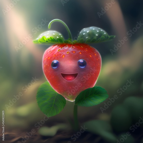 Slika na platnu Happy Smiling Cute Youngling Strawberry