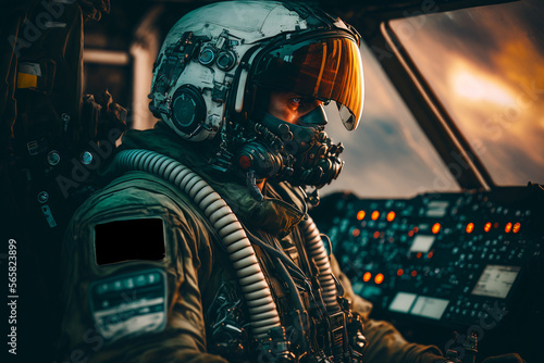 Wallpaper Mural Fighter pilot in cockpit, Generative AI Torontodigital.ca