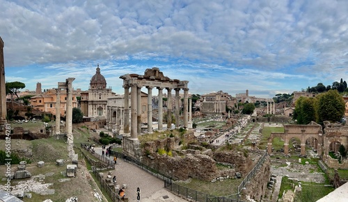 The Roman Forum, or Latin name Forum Romanum (Italian: Foro Romano), is a rectangular forum (plaza) surrounded by the ruins of several important ancient government buildings at the center 
