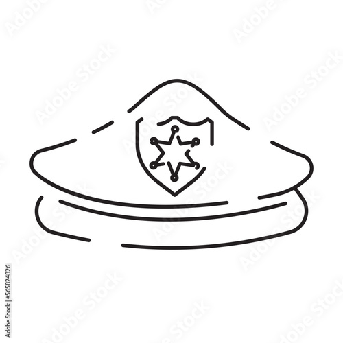 Police line icon. Law and Judgement line icons. Justice, Court of law and Government vector linear icon. Police hat