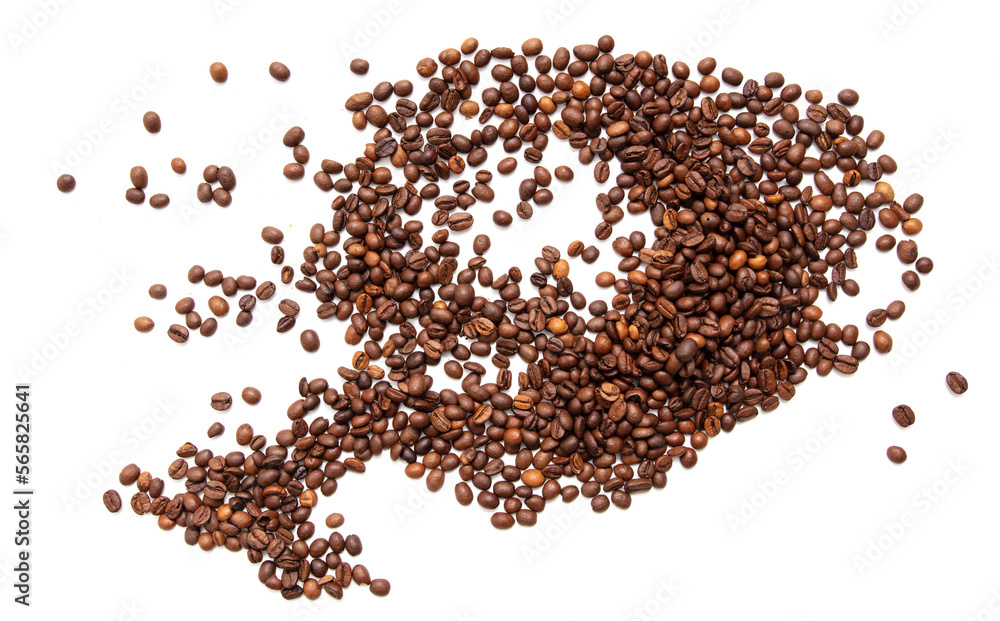 Naklejka premium Roasted coffee beans isolated on white background.