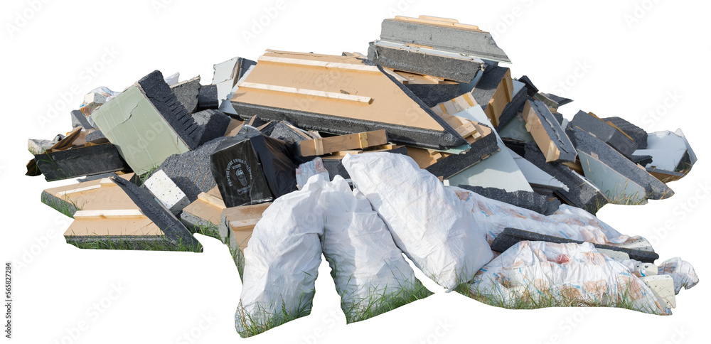 Isolated PNG cutout of trash on a transparent background, ideal for