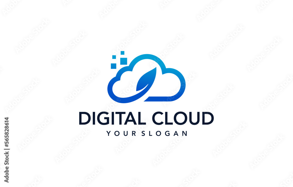 leaf cloud digital technology logo design leaf cloud digital technology logo design