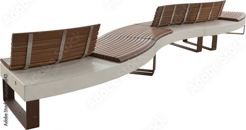 Isolated PNG cutout of a modern wooden street bench on a transparent background, ideal for photobashing, matte-painting, concept art photo