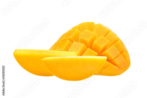 Sliced mango on transparent png photo