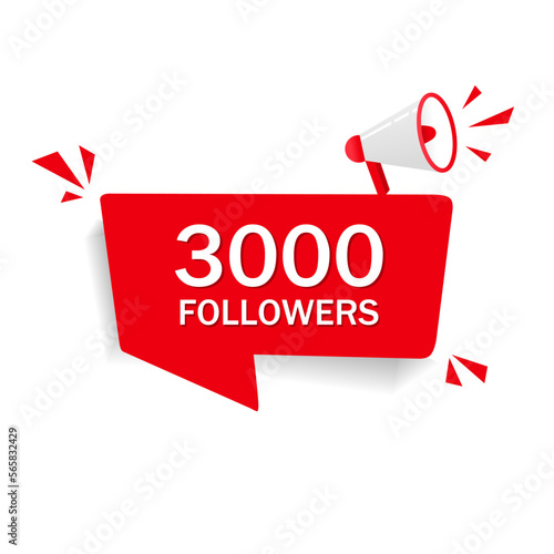 3000 followers design for social media post design template. Thank you celebrate of subscribers or followers and likes. Flat style vector illustration.
