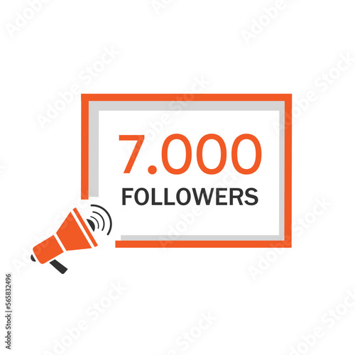 7000 followers celebration design template. Social site post. Flat style vector illustration.