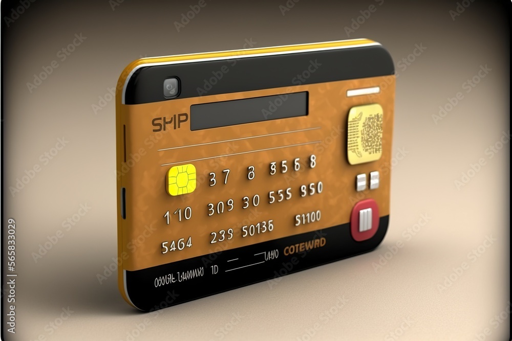 Credit card made of mobile phone, created with Generative AI technology Credit card made of mobile phone, created with Generative AI technology