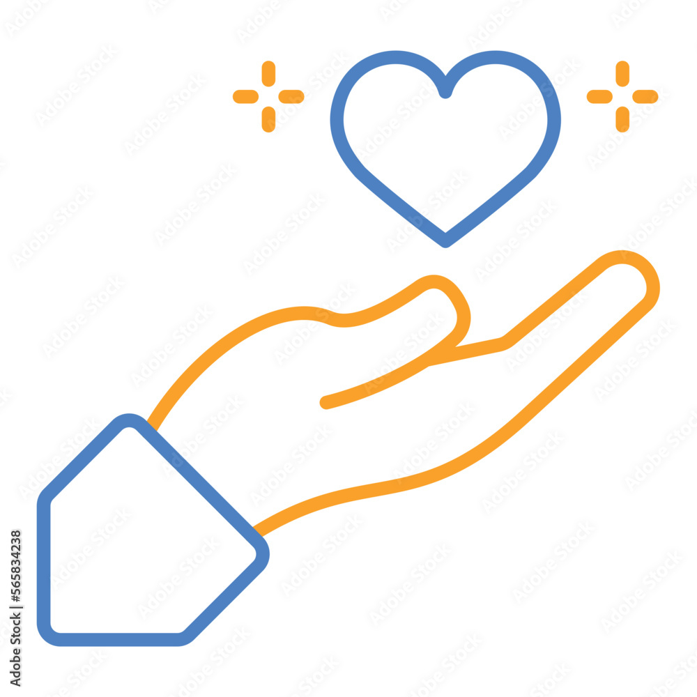 Give Heart Blue And Orange Line Icon Give Heart Blue And Orange Line Icon