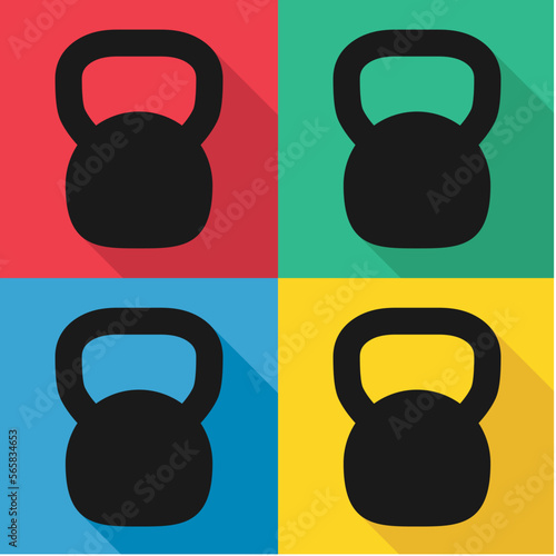 Set of Kettlebell icon, fitness sport symbol, iron equipment vector illustration, workout heavy training web mark