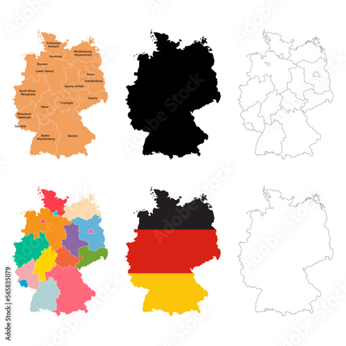 Set of Germany map icon  geography blank concept  isolated graphic background vector illustration