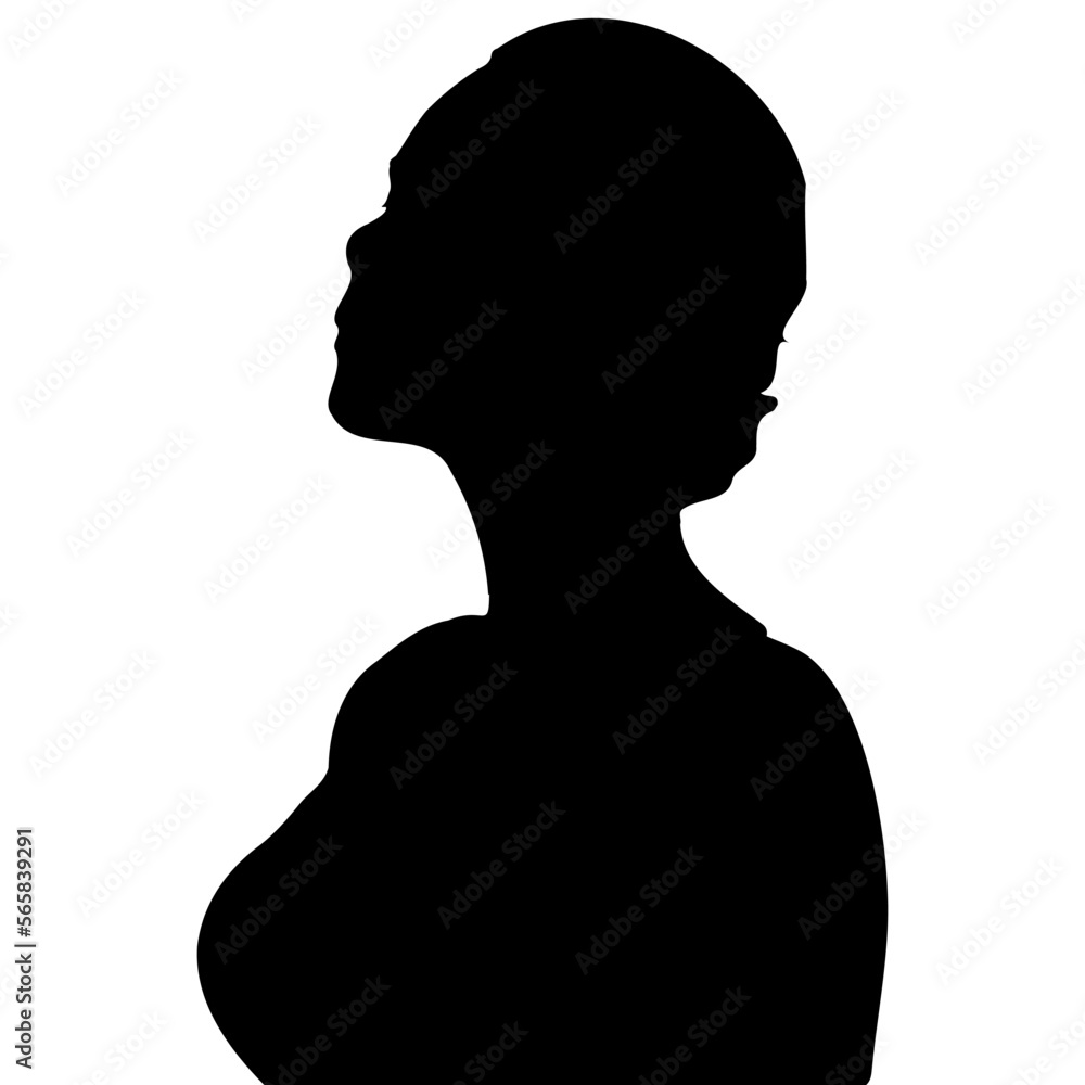 black african american silhouette woman with side view vector isolated