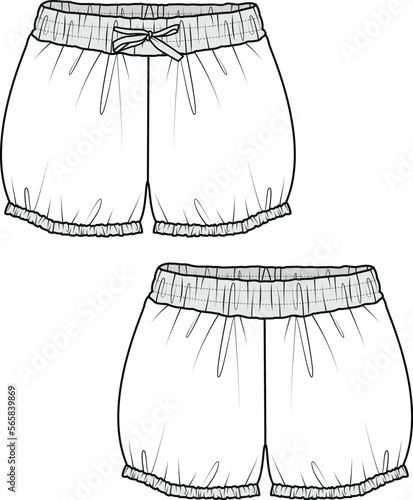 KIDS BOTTOM WEAR SHORTS FRONT AND BACK FASHION FLAT DESIGN VECTOR