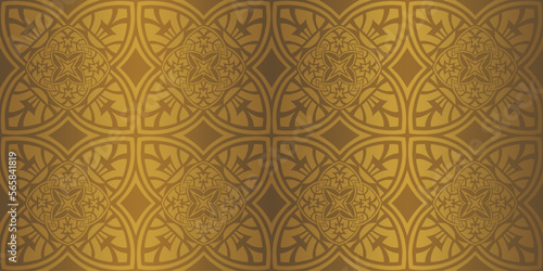 Islamic ornament vector , persian motiff . 3d ramadan islamic round pattern elements . Geometric circular ornamental arabic symbol vector . Gold color background