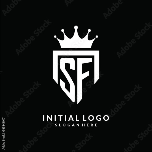 Letter SF logo monogram emblem style with crown shape design template